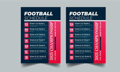 Football Schedule, Event Schedule layout design template with unique design style concept	