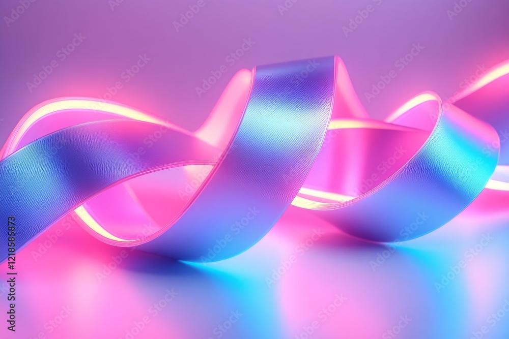 Aufkleber colorful ribbon intertwined with glowing light in an artistic display in a studio setting