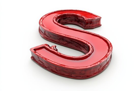Red glossy letter S representing creativity in graphic design and modern art