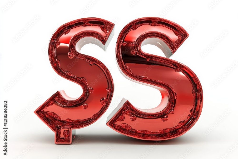 Poster bold red letter s design creates a striking visual statement with glossy surface and three-dimension