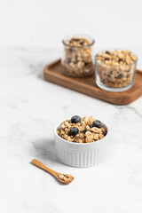 Granola with chocolate and nuts, breakfast
