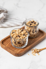 Granola with chocolate and nuts, breakfast