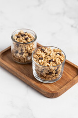 Granola with chocolate and nuts, breakfast