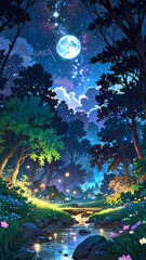 Obraz premium Dreamy Anime Fantasy Forest