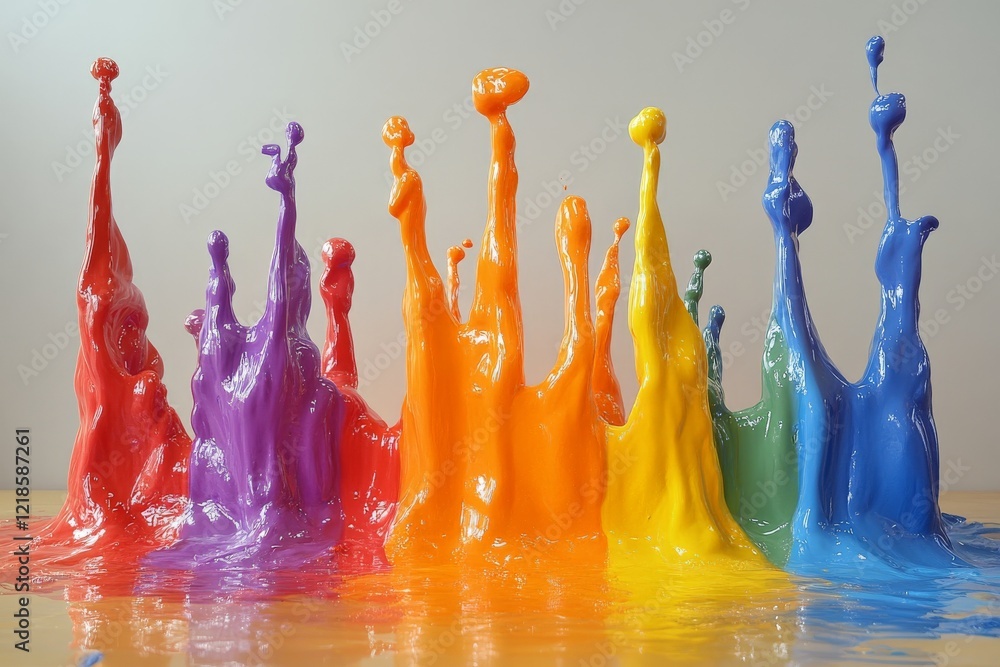 Poster colorful paint splashes create an artistic display of vibrant creativity in a studio setting