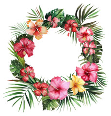 Obraz premium PNG Tropical floral wreath illustration