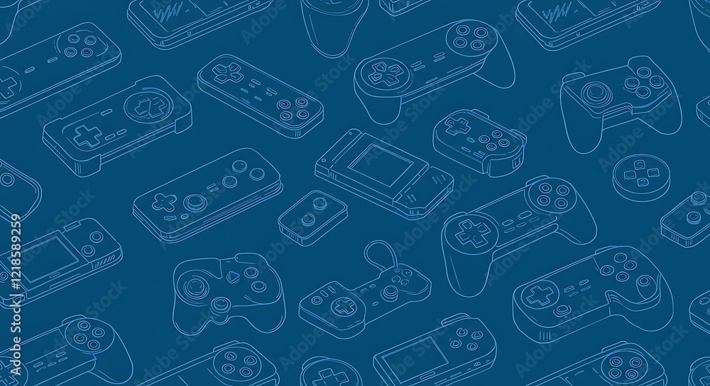 Poster seamless background video game controller gamepad background gadgets seamless pattern