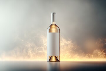 Elegant wine bottle illuminated by dramatic lighting, showcasing