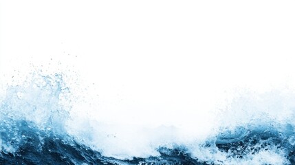 Waves crashing on clear white background