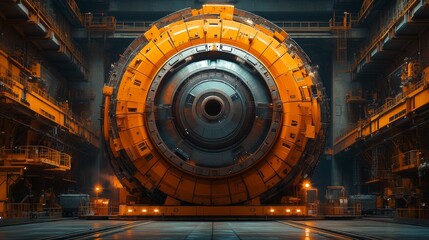 Obraz premium Massive industrial machine in a factory setting.