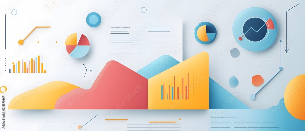 Poster an abstract representation of data analytics, featuring colorful graphs and charts, showcasing the p