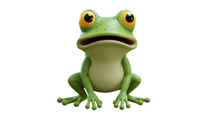 Obraz premium Cute 3D Cartoon Frog Illustration Surprised Expression isolated on white background. Generative AI