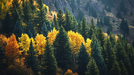 Colorado Rockies lifelike like taken with a professional camera, in desktop wallpaper fill format, with autumn colors in trees