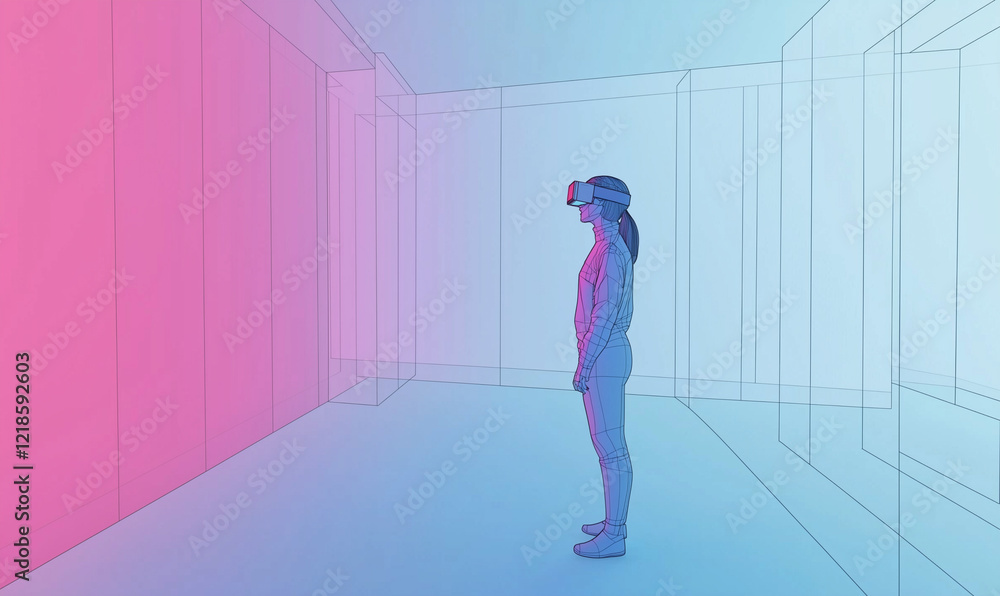 Aufkleber virtual reality experience showcasing data-driven marketing techniques modern workspace digital art 