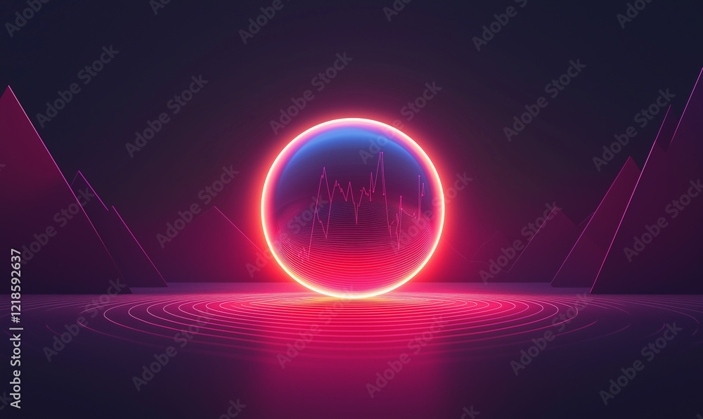 Aufkleber dynamic data-driven marketing visualization futuristic studio digital art vibrant environment aerial
