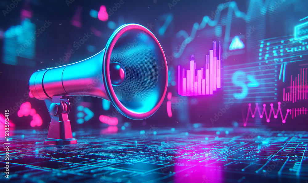 Poster dynamic marketing insights data-driven strategies digital landscape infographic visuals futuristic e