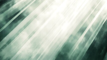 Abstract Green Light Rays Through Clouds