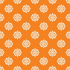 orange and white classic floral ethnic mandala motif seamless pattern for wallpaper and tile