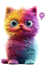 Isolated Rainbow Fluffy Cat