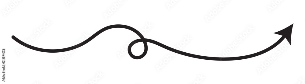 Poster curvy, wavy, waving arrows shape set. black arrows set. wavy and zigzag arrow collection. doodle ske