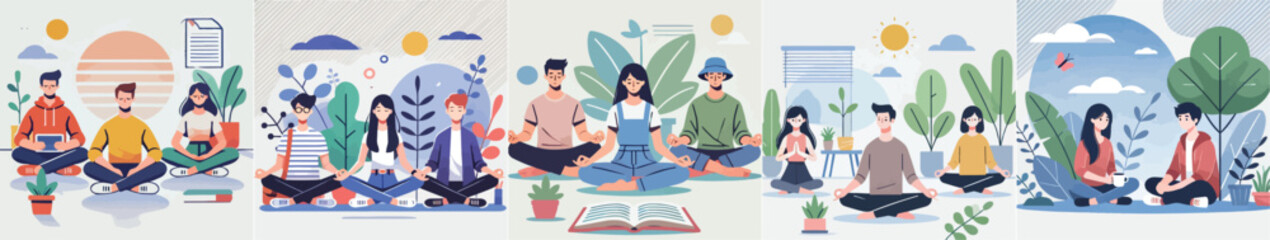 vector image of a person sitting cross-legged