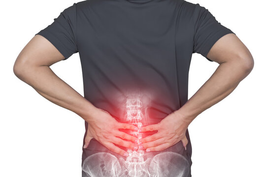 The man has back pain and bone pain. - Powered by Adobe