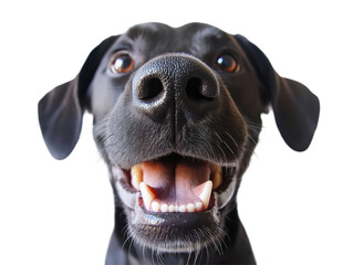 Isolated Close-up of a Happy Black Dog