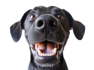 Isolated Close-up of a Happy Black Dog