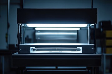 Obraz premium A sleek machine part displayed under bright industrial lighting, showcasing precision engineering.