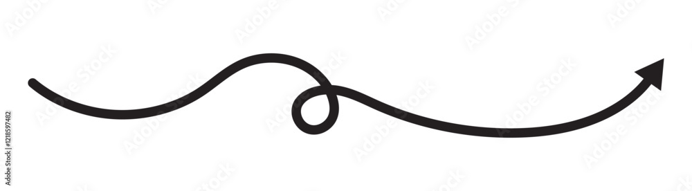 Poster curvy, wavy, waving arrows shape set. black arrows set. wavy and zigzag arrow collection. doodle ske
