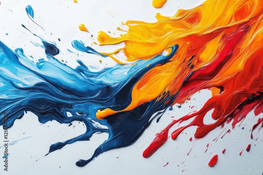 Aufkleber vibrant colors blend and swirl on a canvas creating a dynamic abstract artwork