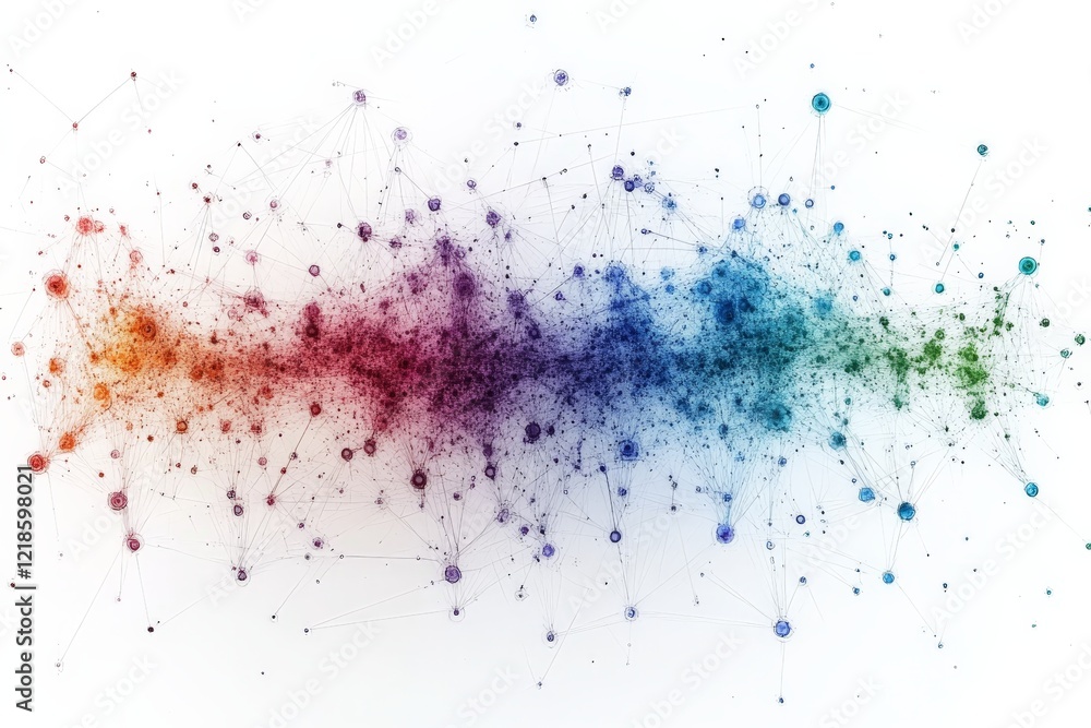Aufkleber abstract visualization of colorful data points representing connections across various dimensions
