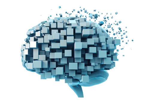 Fototapeta Isolated Abstract Brain with Cubes