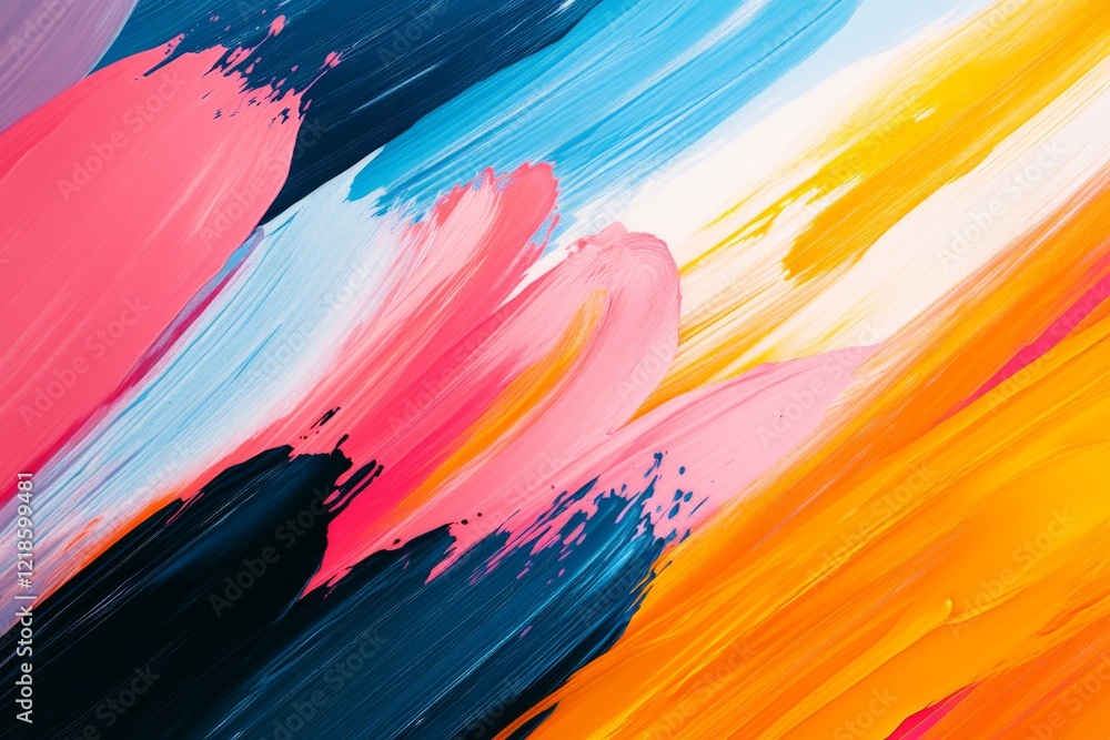 Poster vibrant abstract painting with bold strokes in vivid colors creating a dynamic visual experience