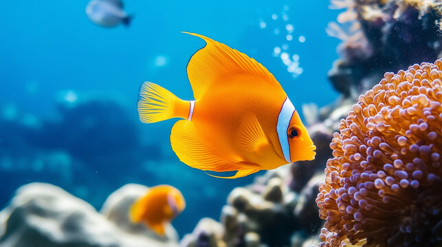 Scuba Diving with Marine Life in Clear Waters. scuba diving, tropical fish, coral reef, marine life, diving adventure, underwater exploration, diving holidays, reef ecosystems, tro