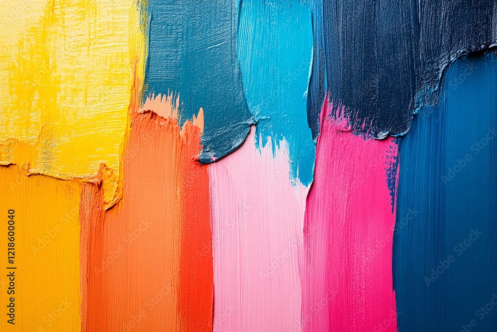 Poster vibrant strokes of paint create an abstract masterpiece on a canvas in bright colors