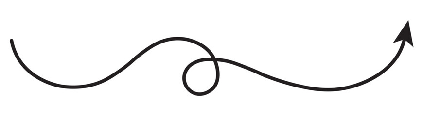 Black arrows set. Wavy and zigzag arrow collection. Doodle sketched thin pointers and direction lines. A collection of hand-drawn arrows in various directions and styles. 