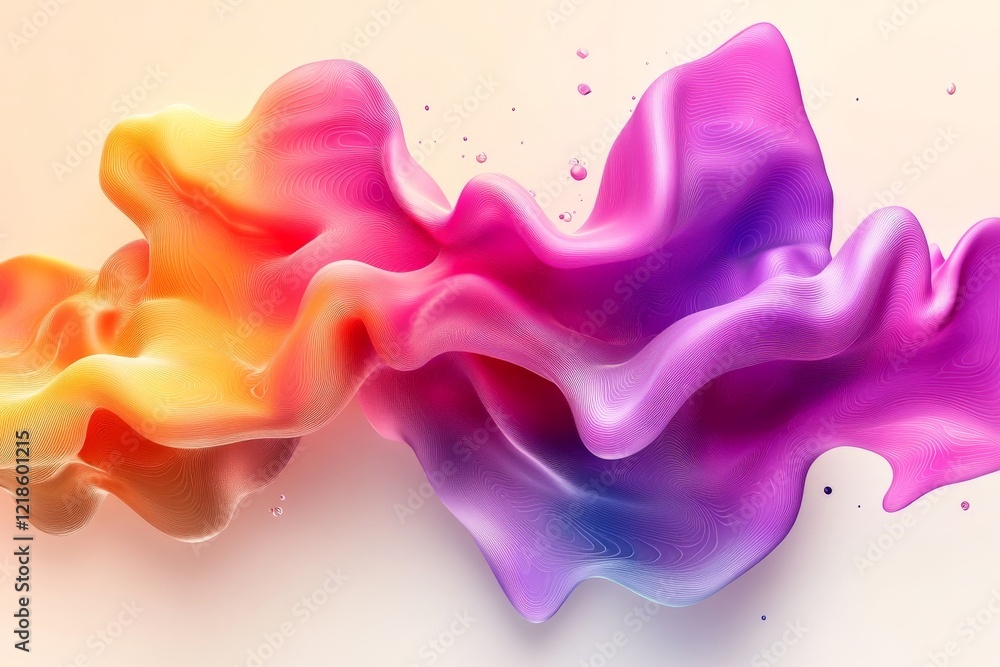 Poster colorful abstract shapes blend harmoniously, creating a vibrant wave of texture and motion in modern