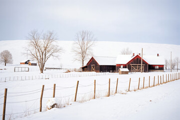 snow covered  landscape with house