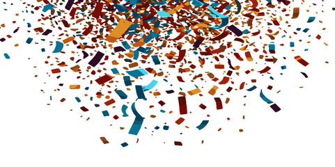 Abstract vibrant color confetti on white background. Concept of anniversary, Christmas decoration, greeting card, party social event vector illustration.