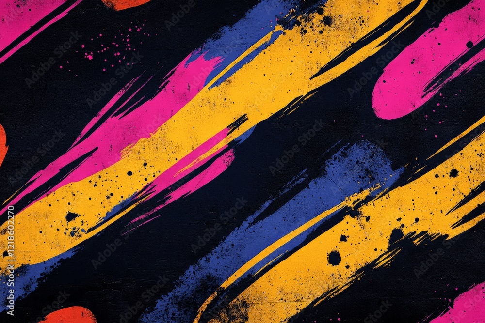 Poster vivid abstract background showcasing vibrant colors and dynamic brush strokes in a striking design
