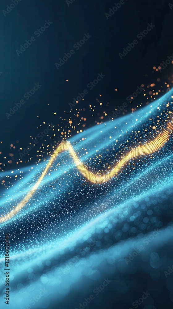Poster dynamic ecg line visualization with glowing dots abstract background digital art professional mood m