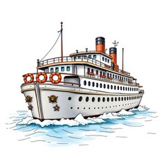 Fototapeta premium 3d sea ship isolated on white background