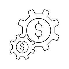 Gear line icon with white background vector stock illustration