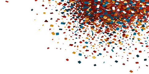 Abstract vibrant color confetti on white background. Concept of anniversary, Christmas decoration, greeting card, party social event vector illustration.