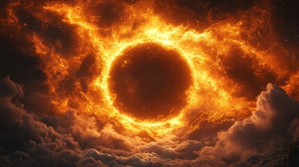 Fototapeta premium Fiery Ring Encircling Night Sky