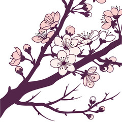 Cherry blossom silhouette vector illustration.
