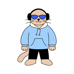 vector-silhouette-of a stylish kitty with sunglass 