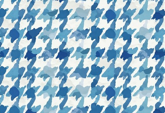Gradient Blue White Houndstooth: Digital watercolor seamless pattern, versatile for paper, fabric, backgrounds, & creative projects.

