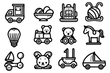 Outline Icons of Children's Toys